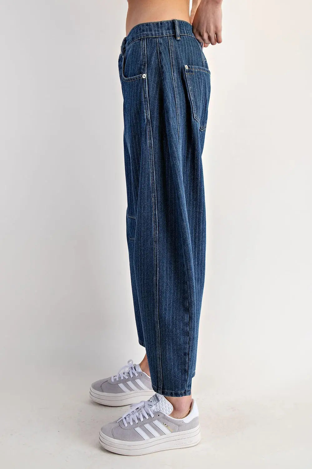 Pinstripe Barrel Jean