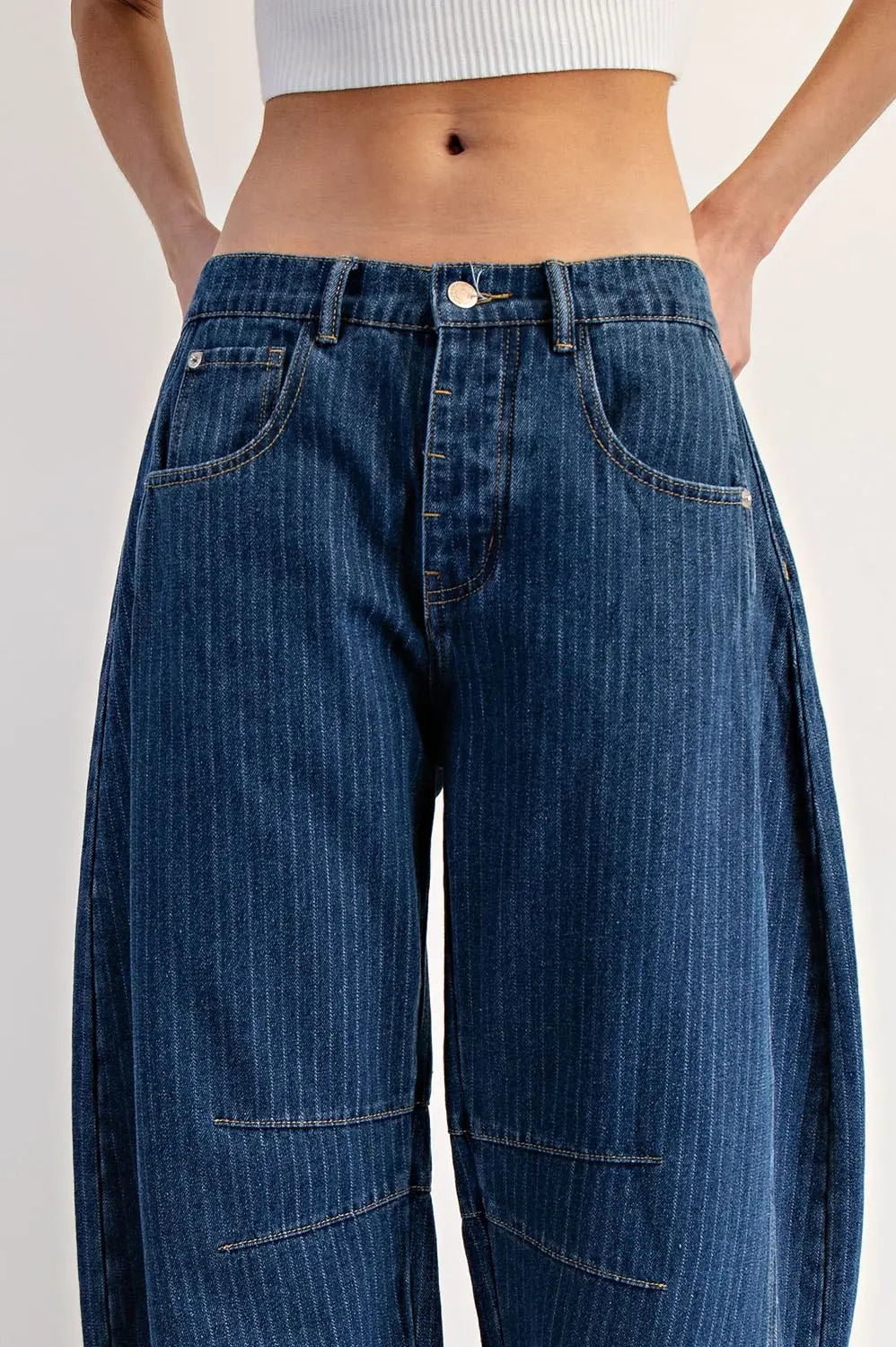 Pinstripe Barrel Jean
