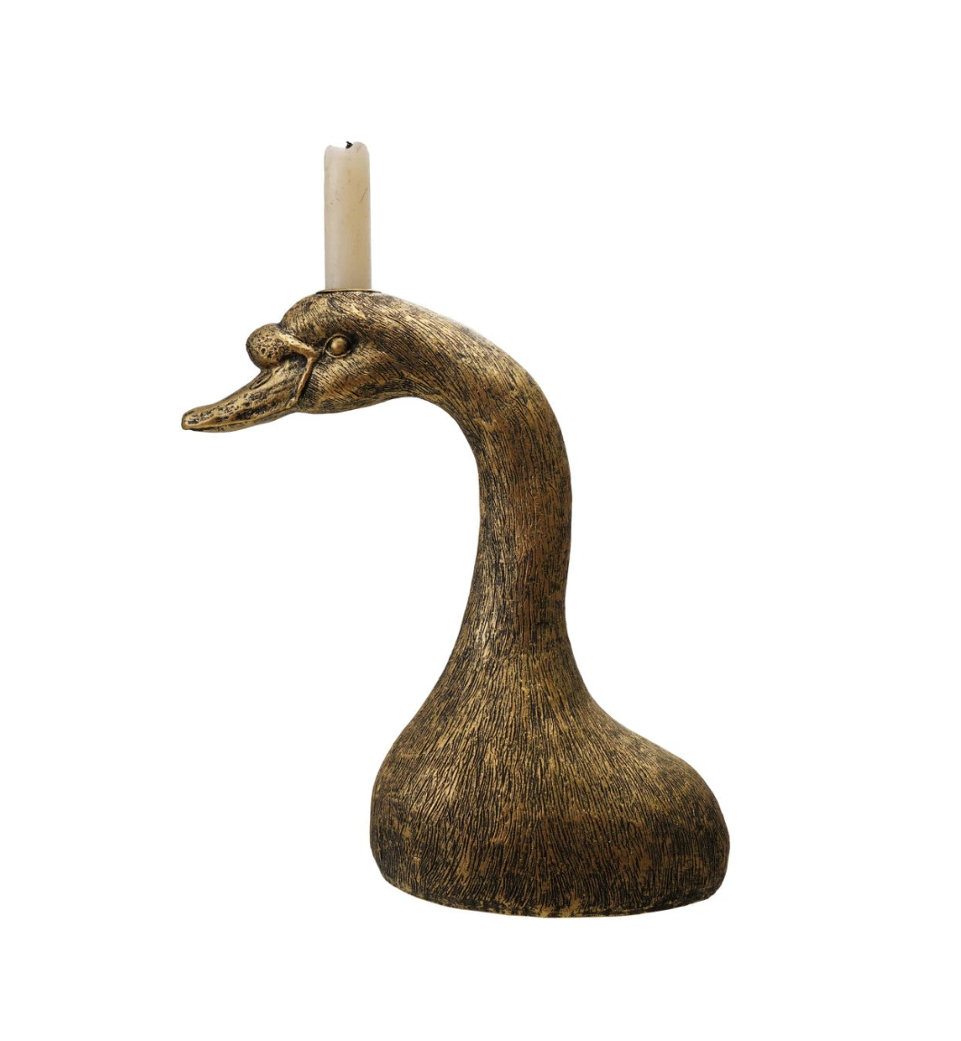 Gold Goose Taper Candle Holder