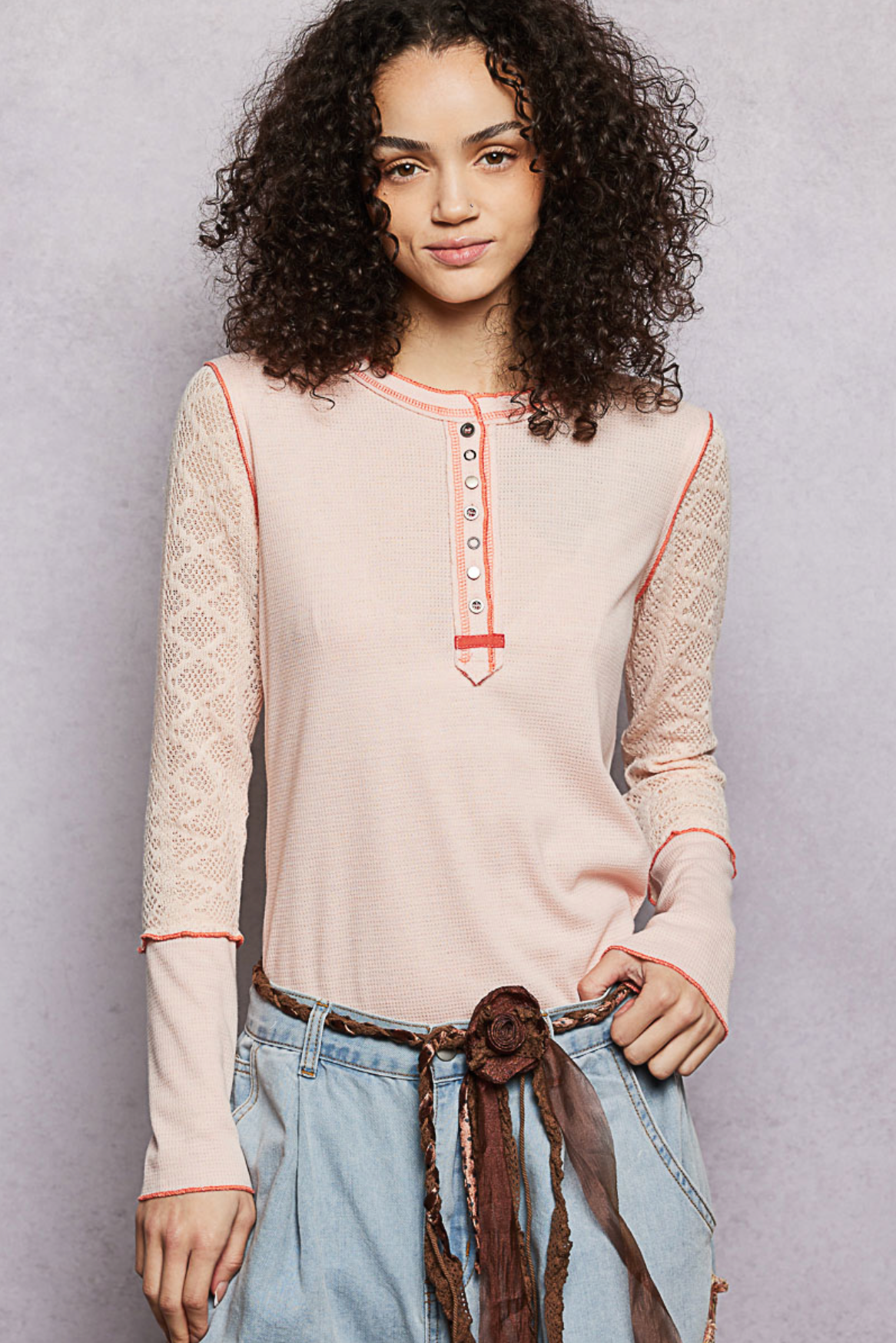 Coral Pink Henley