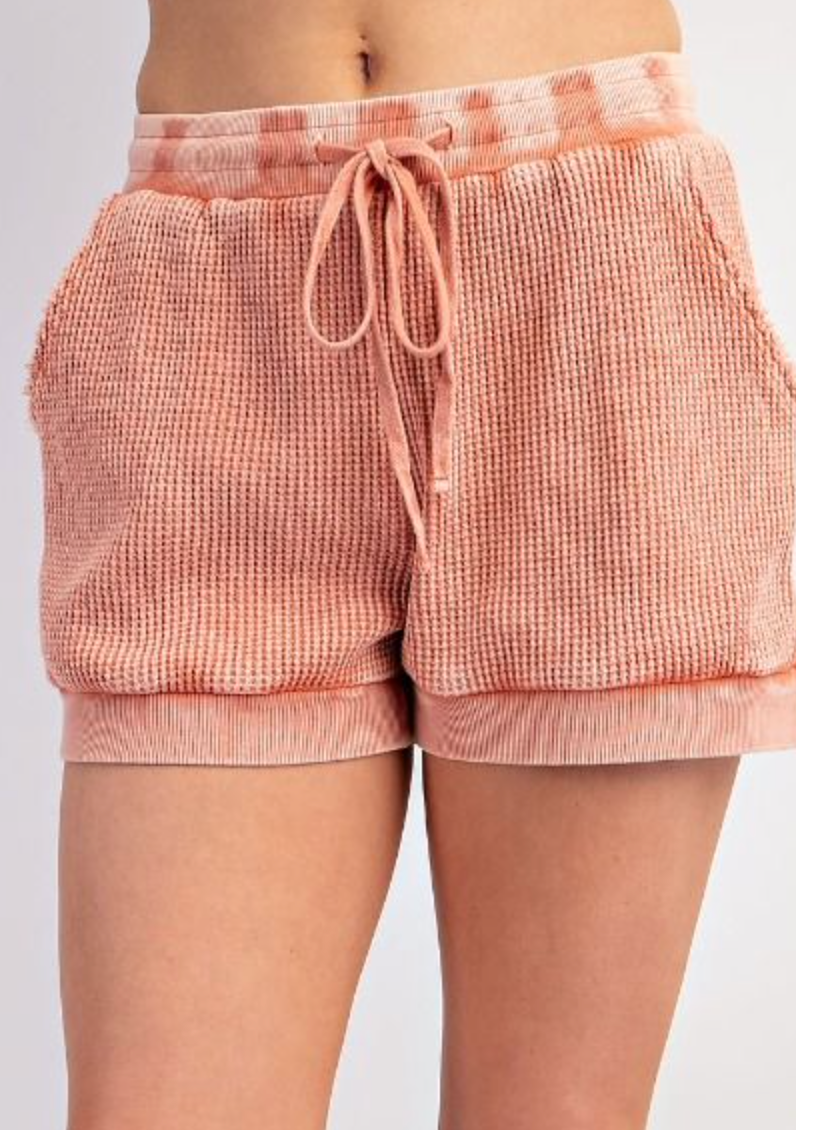 Coral Waffle Shorts