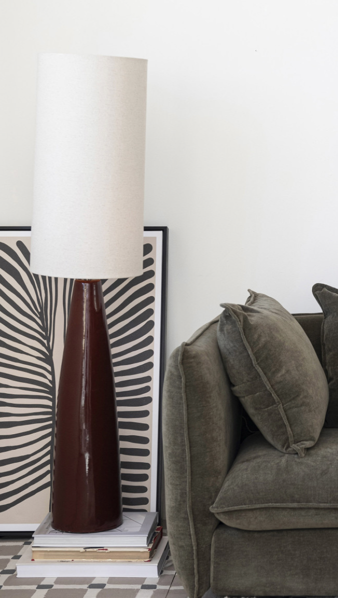 Ceramic Floor Lamp w/ Linen Shade