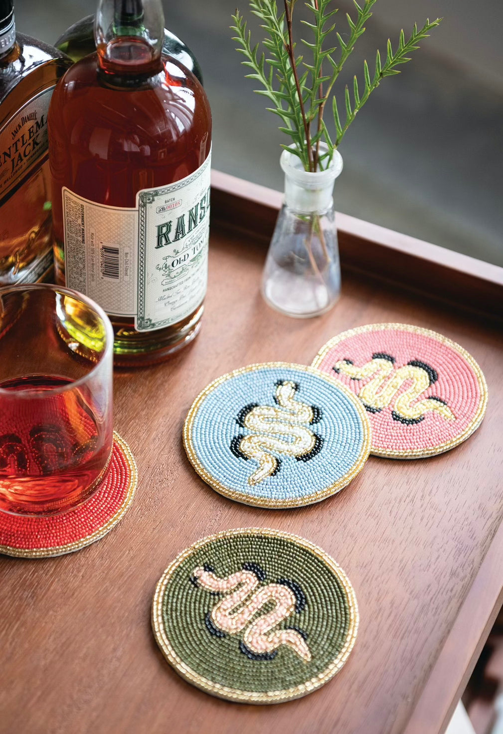 Beaded Snake Coaster